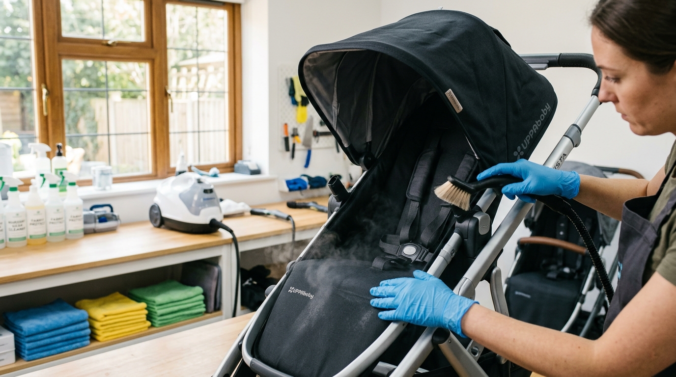 Proses detailing cuci stroller Nafal Laundry